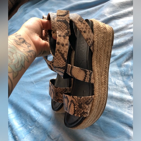 Reptile vegan leather sandals espadrilles platforms - Picture 12 of 14